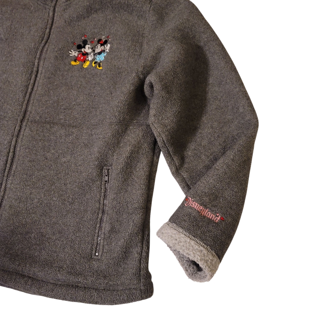 DISNEYLAND RESORT Womens Gray Fleece Jacket with Embroidered Characters SIZE (L) - Picture 3 of 8